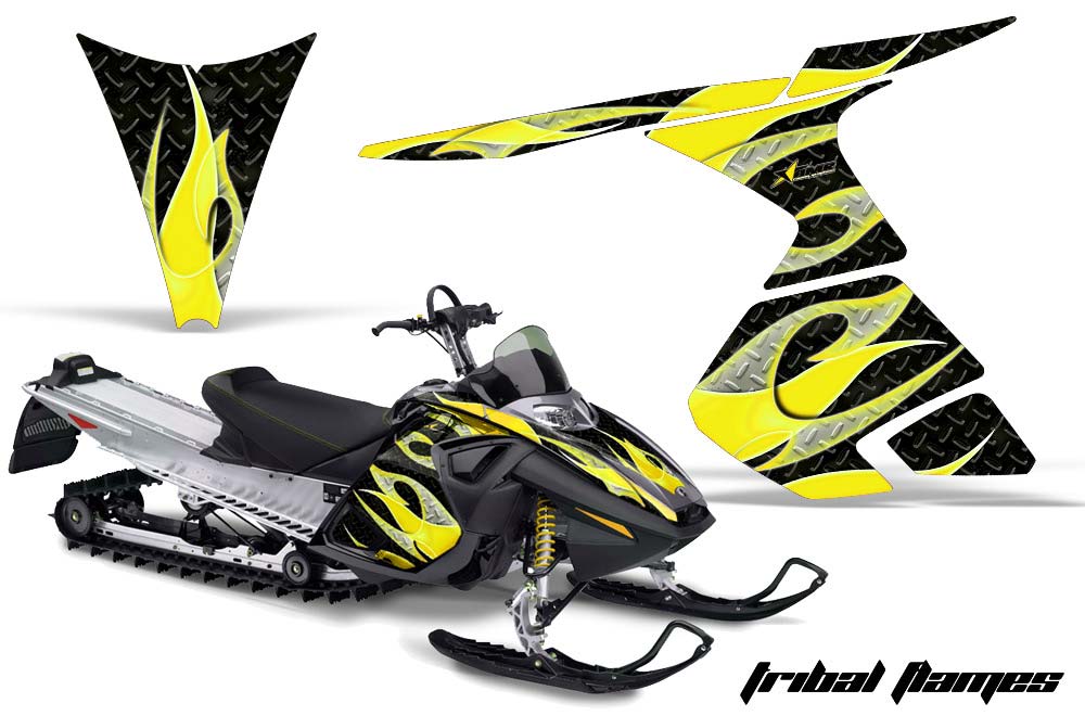 Ski Doo RT Sled Graphic Kit - 2005-2009 Tribal Flames Yellow