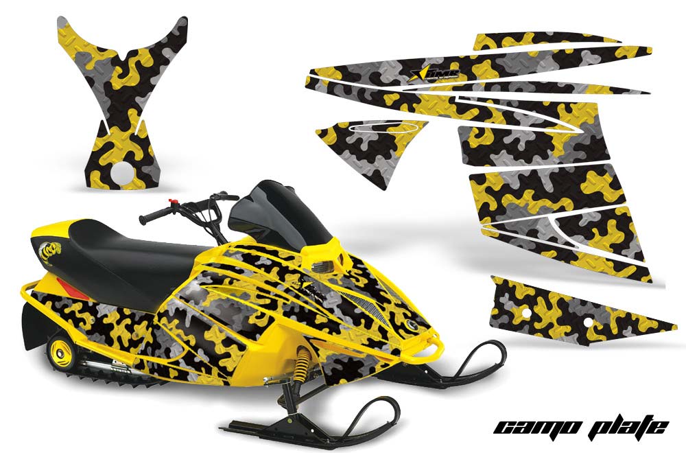 Ski Doo Mini Z Sled Graphic Kit - 2003-2008 Camoplate Yellow