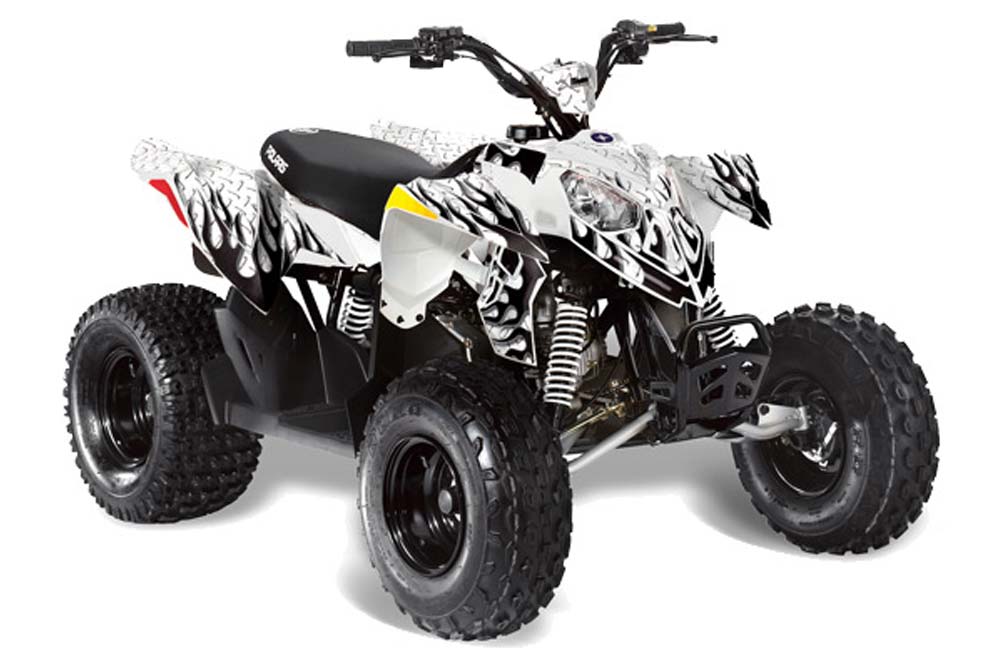Polaris Outlaw 90 / 110 ATV Graphic Kit - 2002-2020 Diamond Flames White