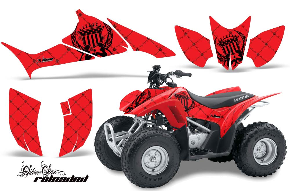 Honda TRX 90 ATV Graphic Kit - 2006-2019 Silver Star - Reloaded Black