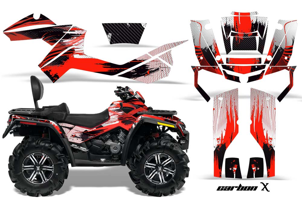 Can Am Outlander MAX 500 / 650 / 800 ATV Graphic Kit - 2006-2012 Carbon X Red