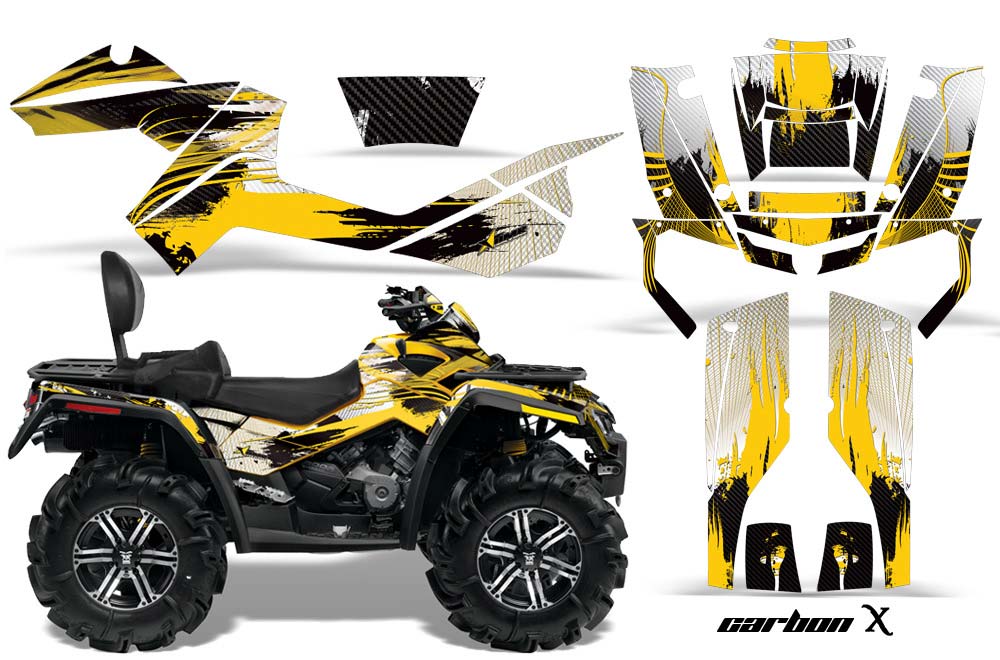 Can Am Outlander MAX 500 / 650 / 800 ATV Graphic Kit - 2006-2012 Carbon X Yellow