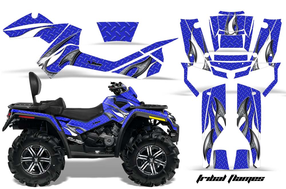 Can Am Outlander MAX 500 / 650 / 800 ATV Graphic Kit - 2006-2012 Tribal Flame Blue