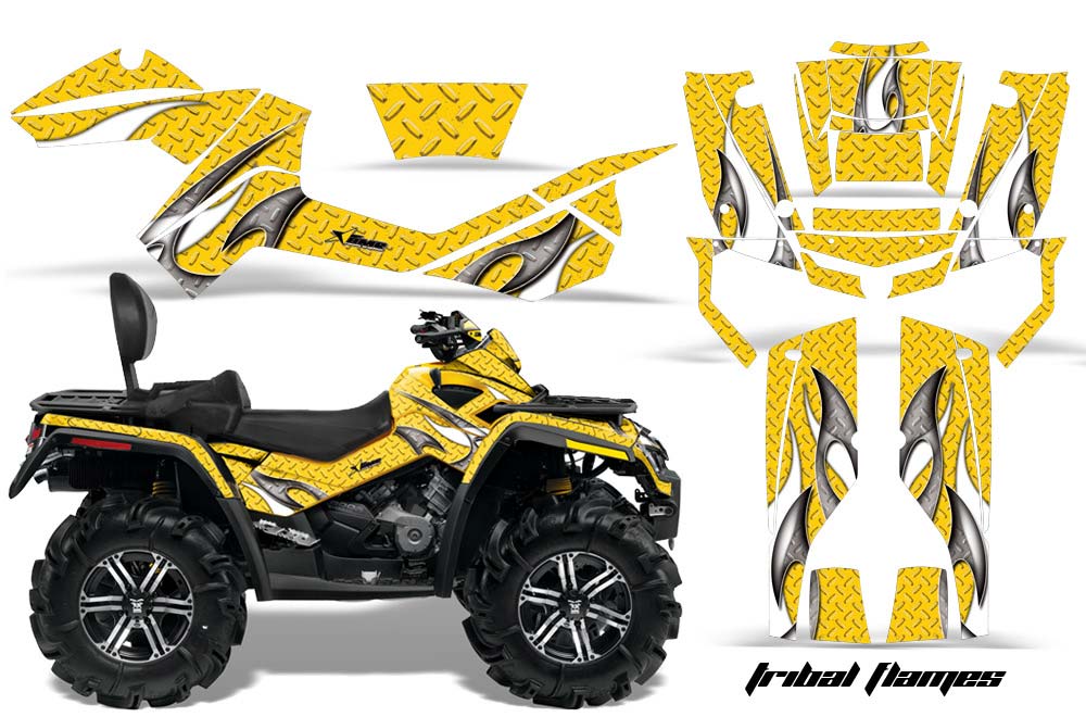 Can Am Outlander MAX 500 / 650 / 800 ATV Graphic Kit - 2006-2012 Tribal Flame Yellow