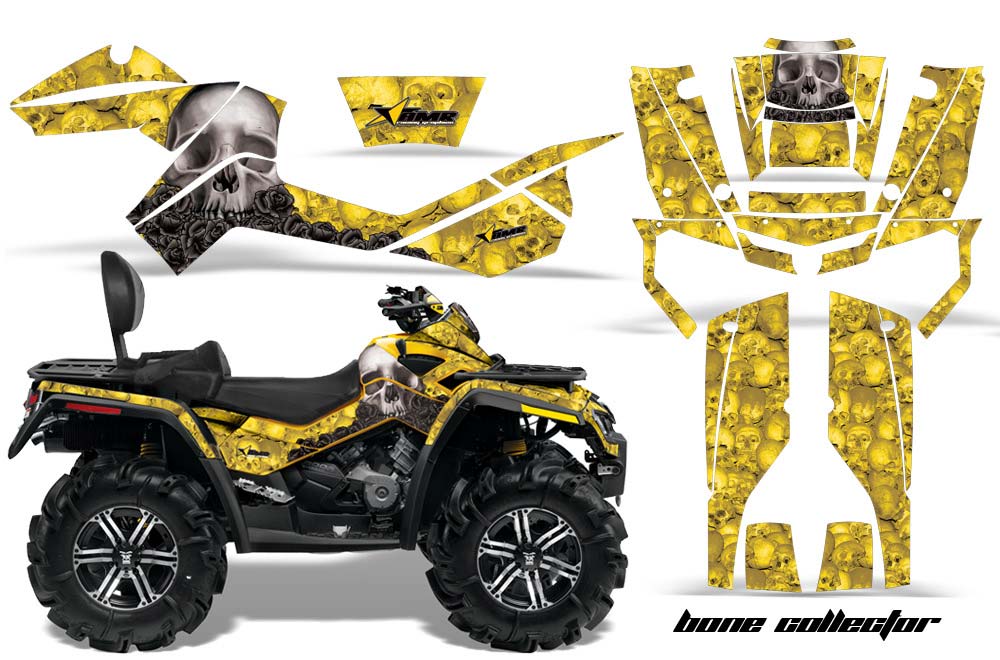 Can Am Outlander MAX 500 / 650 / 800 ATV Graphic Kit - 2006-2012 Bone Collector Yellow