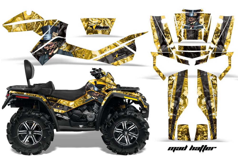 Can Am Outlander MAX 500 / 650 / 800 ATV Graphic Kit - 2006-2012 Mad Hatter Yellow