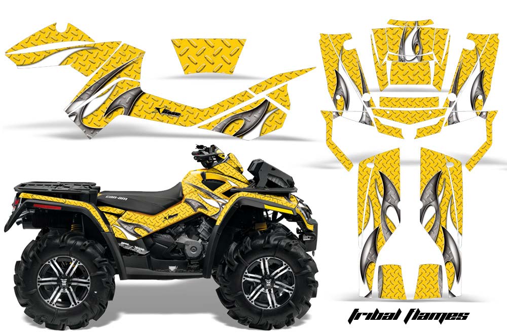 Can Am Outlander XMR 800R ATV Graphic Kit - 2006-2012 Tribal Flames Yellow