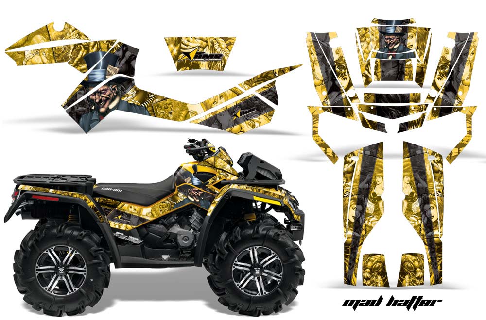 Can Am Outlander XMR 800R ATV Graphic Kit - 2006-2012 Mad Hatter Yellow