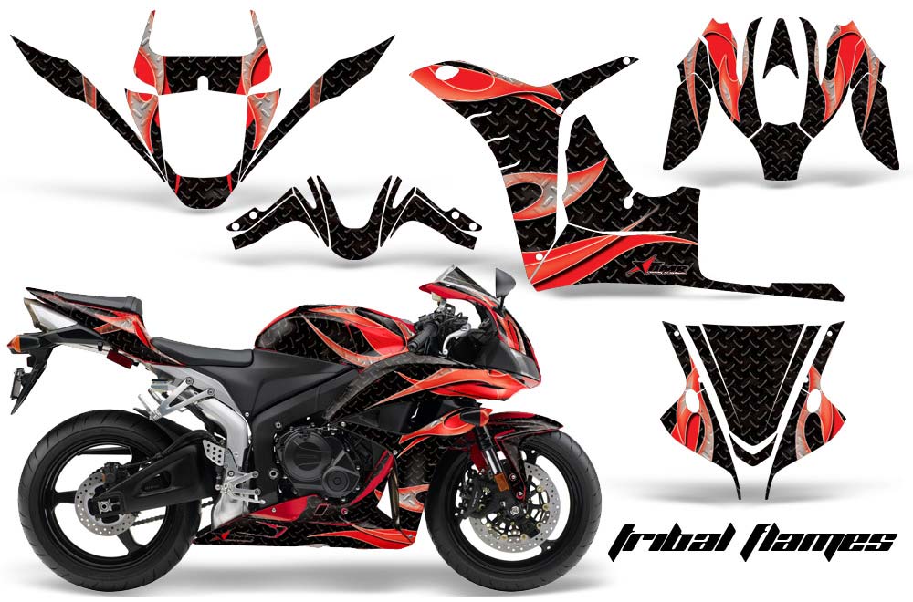 Honda CBR 600 RR Graphic Kit - 2007-2008 Tribal Flames Red