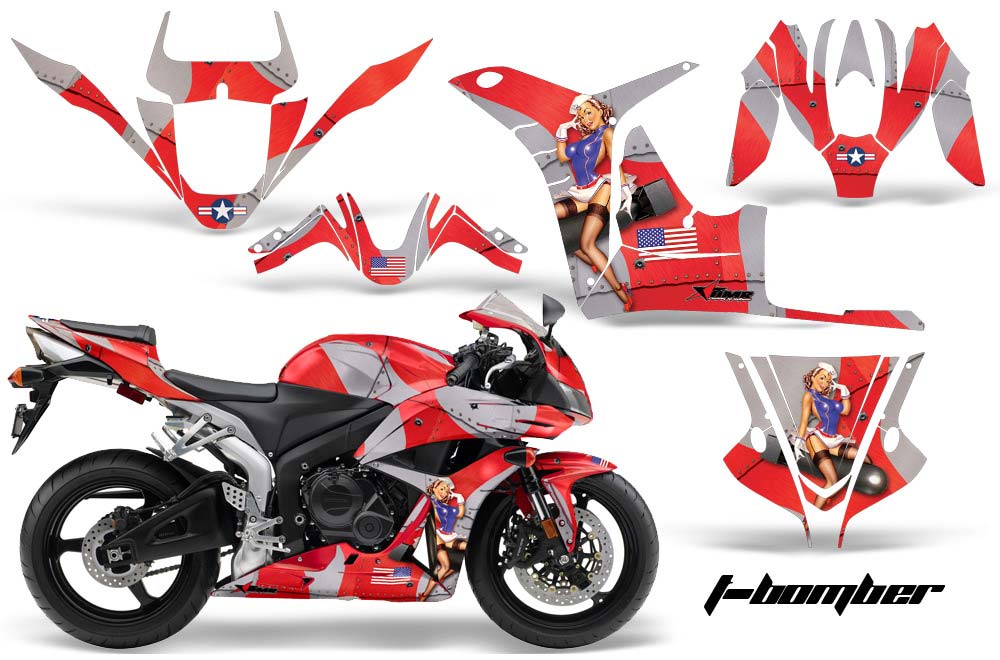 Honda CBR 1000 RR Graphic Kit - 2004-2005 T Bomber Red