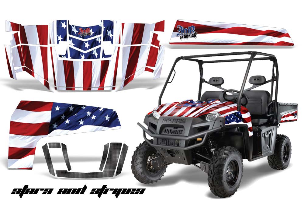 Polaris Ranger XP 500 / 800 / 900D 4x4 EFI Graphic Kit - 2010-2014 Stars N Stripes Red White & Blue