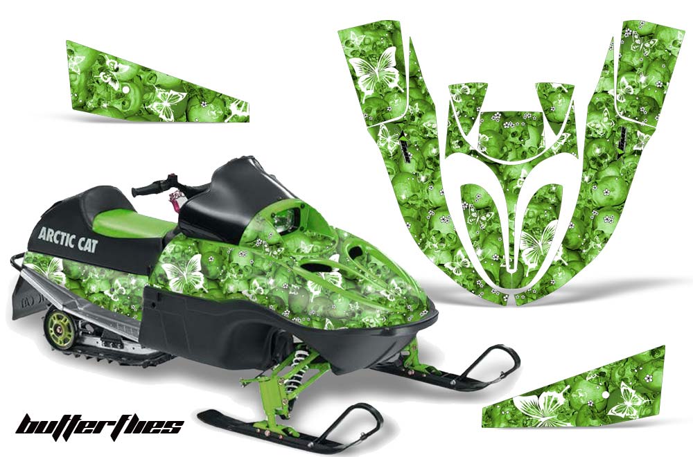 Arctic Cat 120 Sno Pro Youth Sled Graphic Kit - All Years Butterflies Green