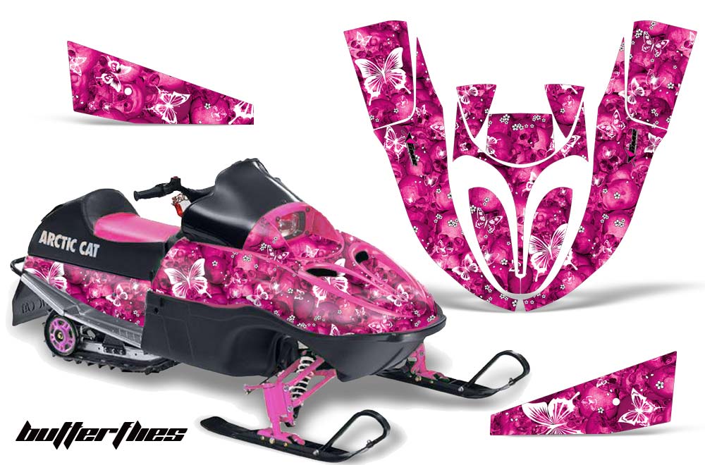 Arctic Cat 120 Sno Pro Youth Sled Graphic Kit - All Years Butterflies Pink