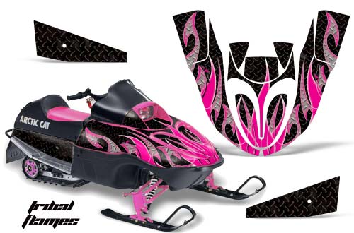 Arctic Cat 120 Sno Pro Youth Sled Graphic Kit - All Years Tribal Flames Pink