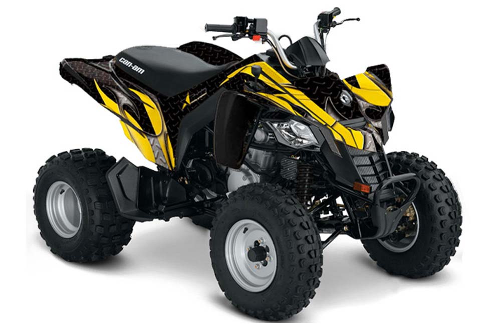 Can Am Bombardier DS250 ATV Graphic Kit - 2006-2021 Tribal Flames Yellow
