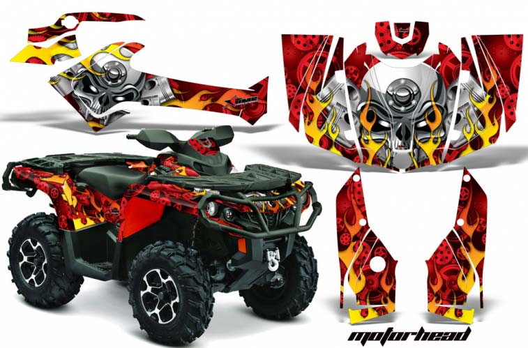 Can Am Outlander 500 / 650 / 800 / 800R / 1000 XT-P ATV Graphic Kit - 2013-2016 Motorhead Red