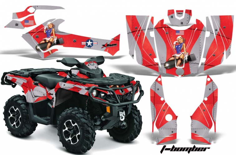 Can Am Outlander 500 / 650 / 800 / 800R / 1000 XT-P ATV Graphic Kit - 2013-2016 T Bomber Red