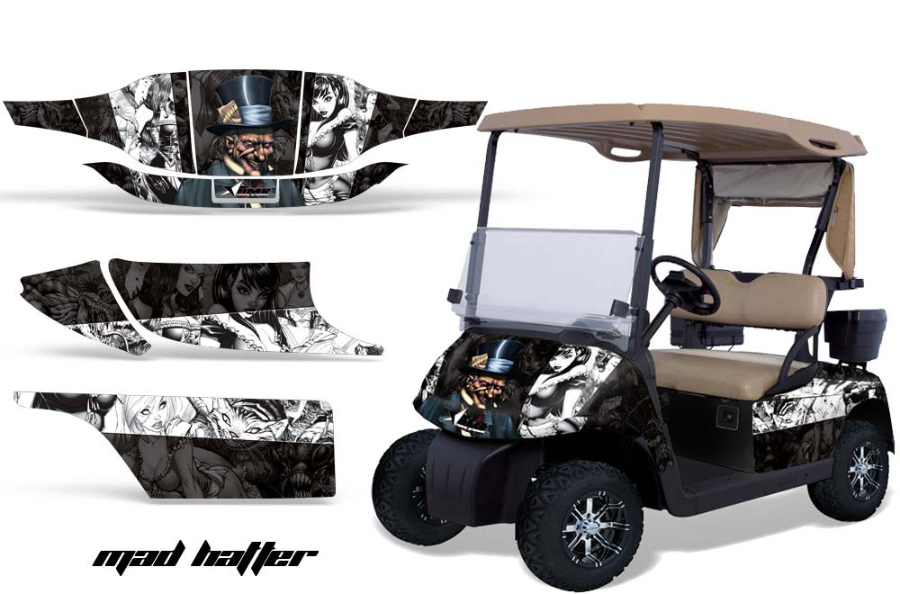 EZ-GO TXT Golf Cart Graphic Kit - 1994-2013 Mad Hatter Black