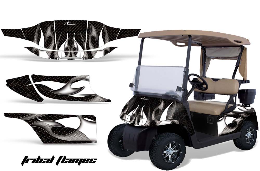 EZ-GO TXT Golf Cart Graphic Kit - 1994-2013 Tribal Flames White
