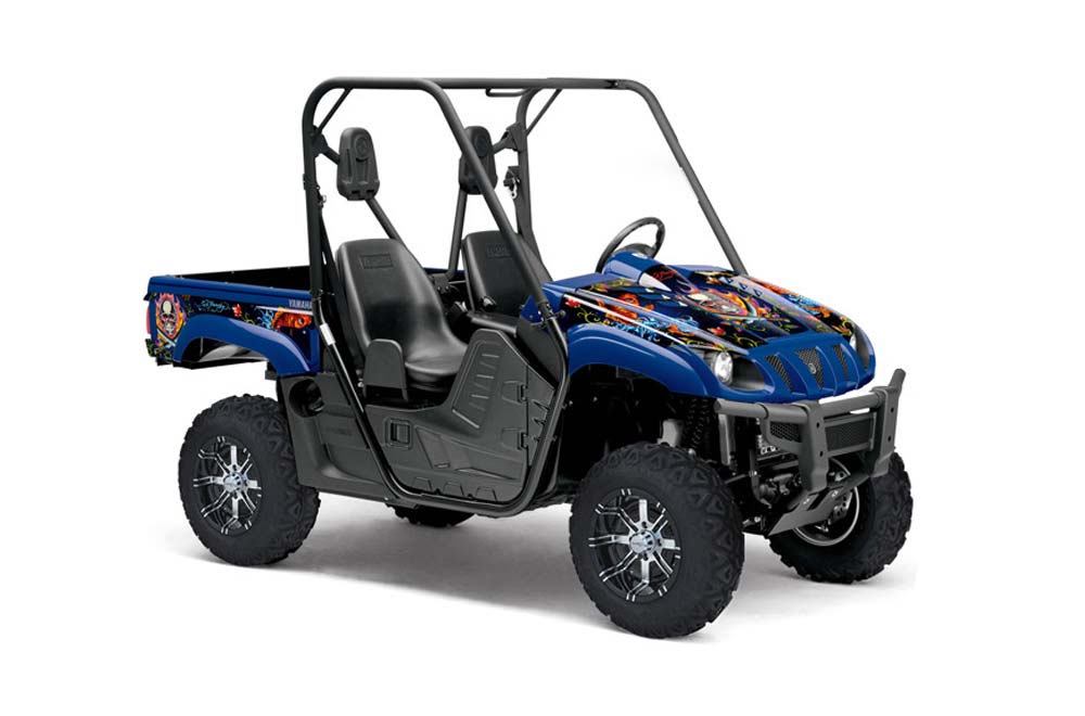 Yamaha Rhino 700 / 660 / 450 Graphic Kit - 2004-2013 Ed Hardy - Pirates Blue