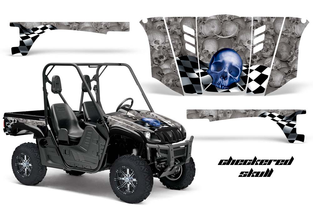 Yamaha Rhino 700 / 660 / 450 Graphic Kit - 2004-2013 Checkered Skull Blue