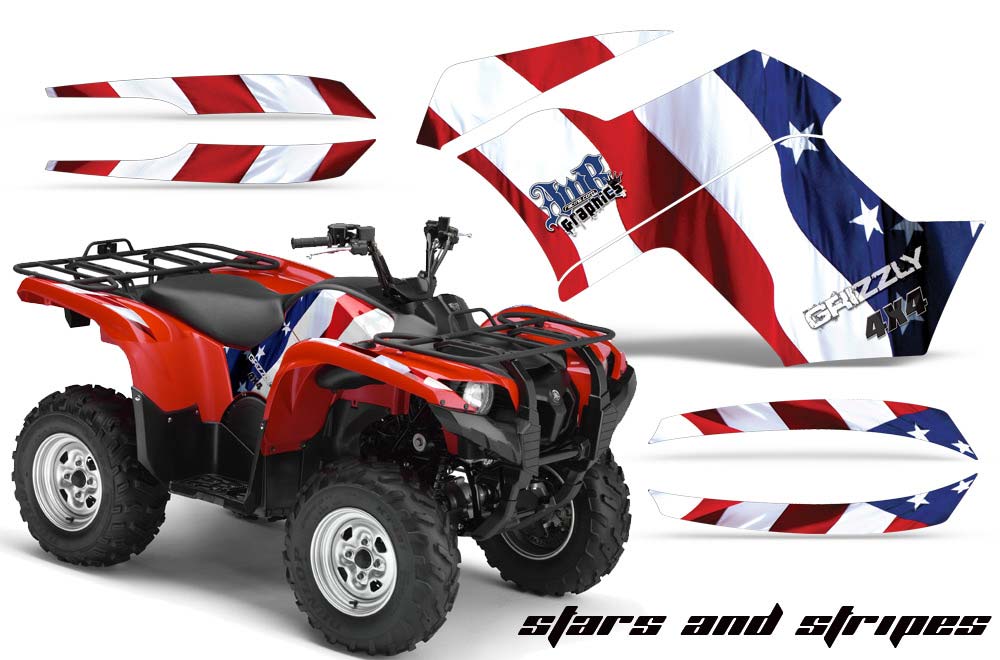 Yamaha Grizzly 700 / 550 ATV Graphic Kit - 2007-2014 Stars n Stripes Red