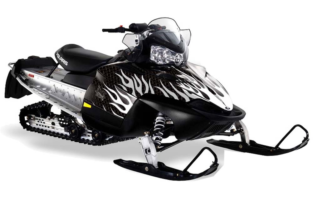 Polaris RMK / Shift / Assault Sled Graphic Kit - 2006-2020 Diamond Flames White