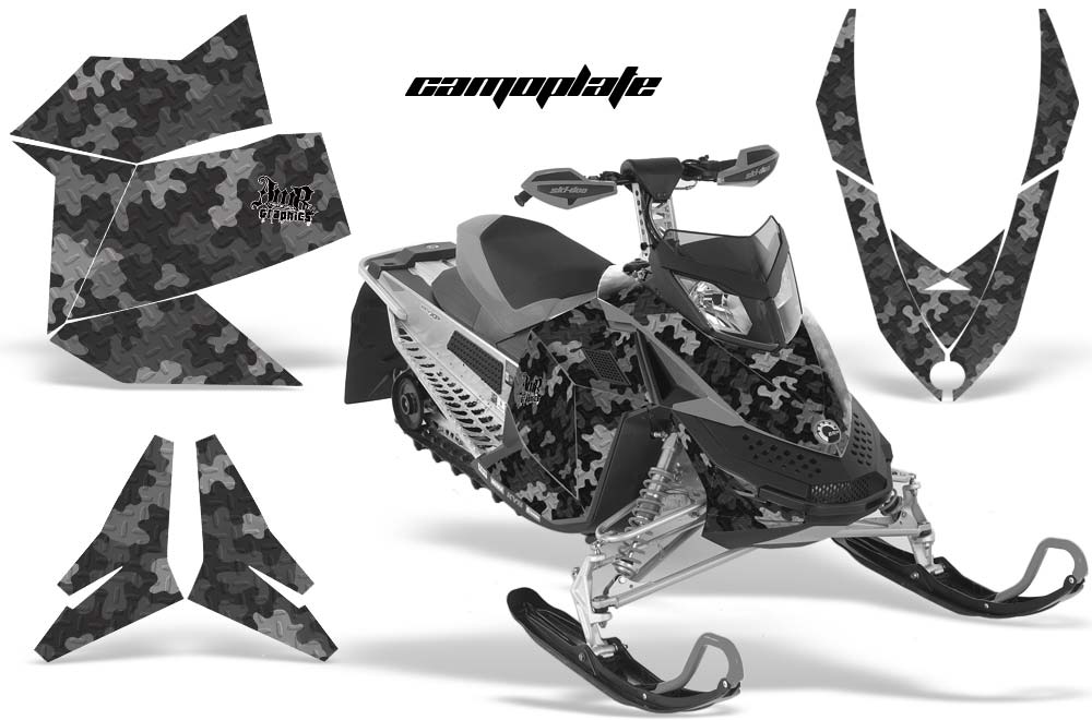 Ski Doo Rev XP Sled Graphic Kit - 2008-2012 Camoplate Black
