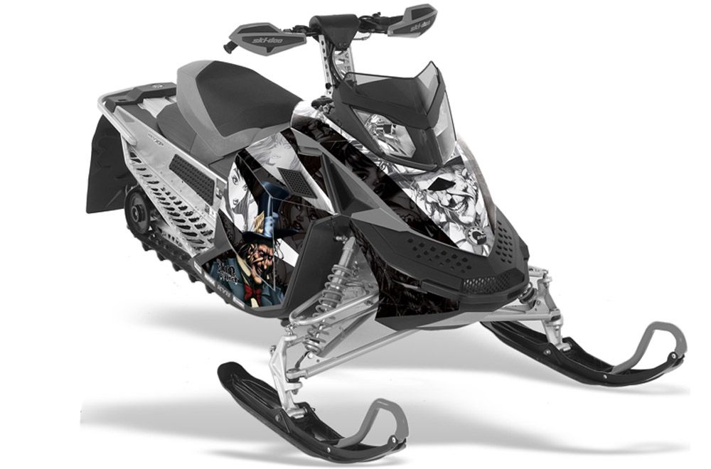 Ski Doo Rev XP Sled Graphic Kit - 2008-2012 Mad Hatter Black