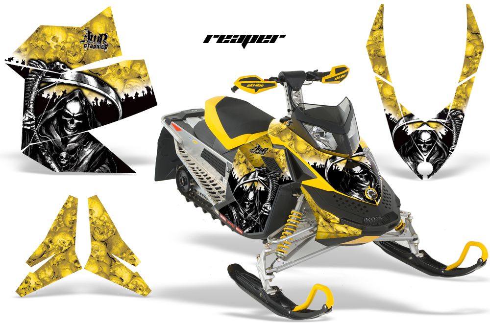Ski Doo Rev XP Sled Graphic Kit - 2008-2012 Reaper Yellow
