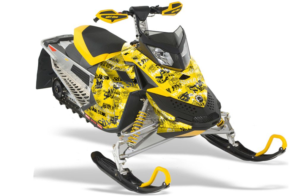 Ski Doo Rev XP Sled Graphic Kit - 2008-2012 Silver Star - Silverhaze Yellow