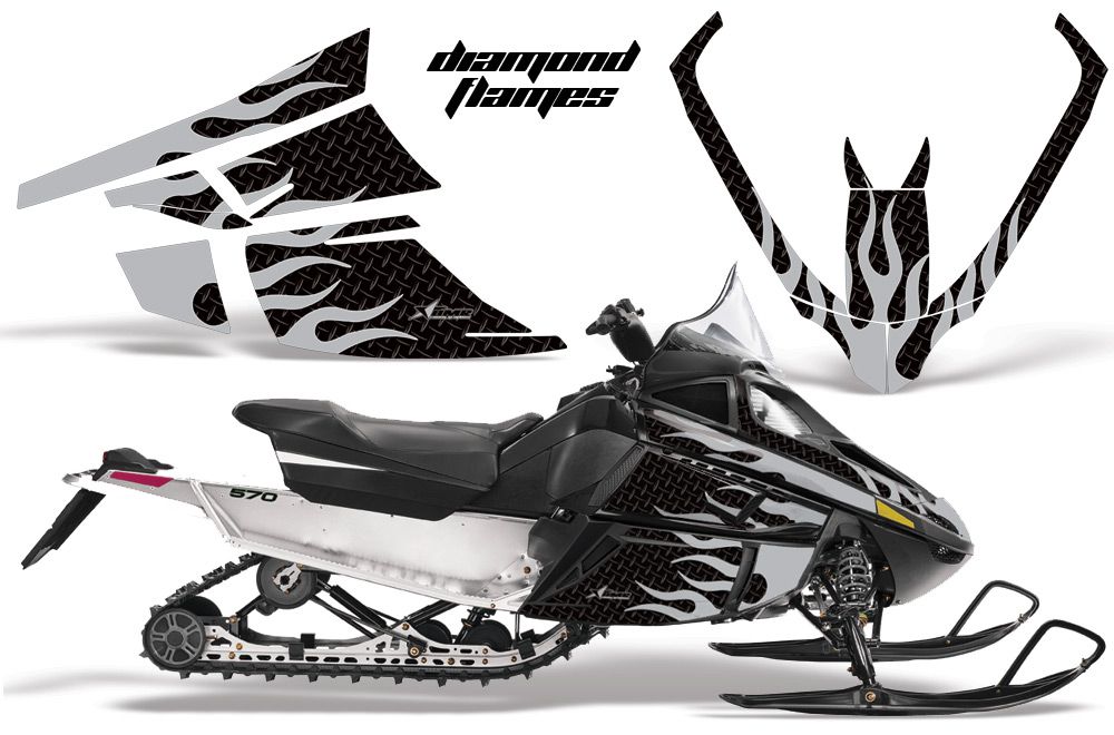 Arctic Cat F Z1 Series Sled Graphic Kit - All Years Diamond Flames Silver