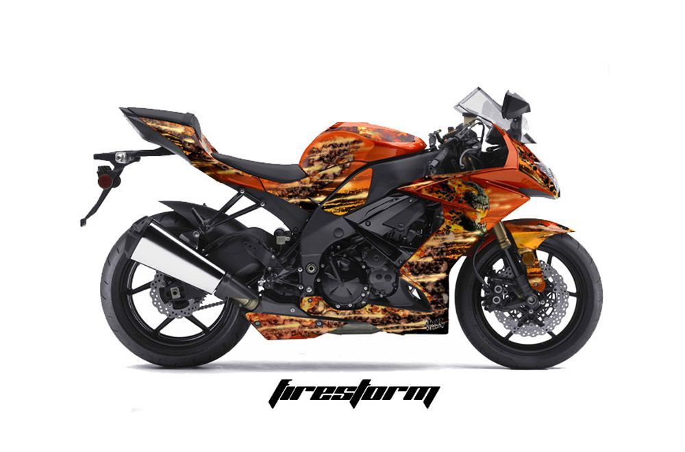 Kawasaki ZX10 Ninja Graphic Kit - 2008-2009 Firestorm Orange
