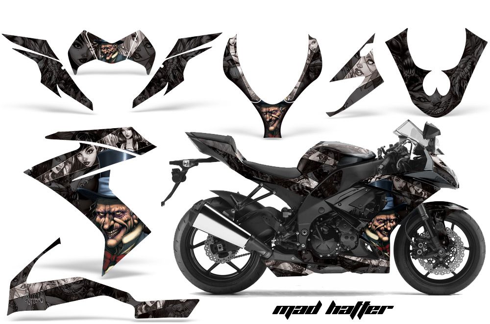 Kawasaki ZX10 Ninja Graphic Kit - 2008-2009 Mad Hatter Black