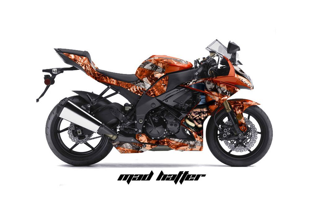 Kawasaki ZX10 Ninja Graphic Kit - 2008-2009 Mad Hatter Orange