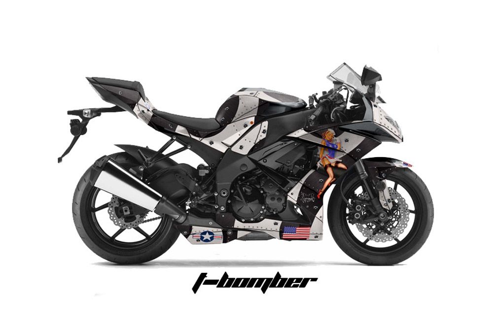 Kawasaki ZX10 Ninja Graphic Kit - 2008-2009 T Bomber Black