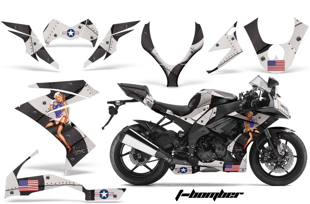 Kawasaki ZX10 Ninja Graphic Kit - 2008-2009 T Bomber Black