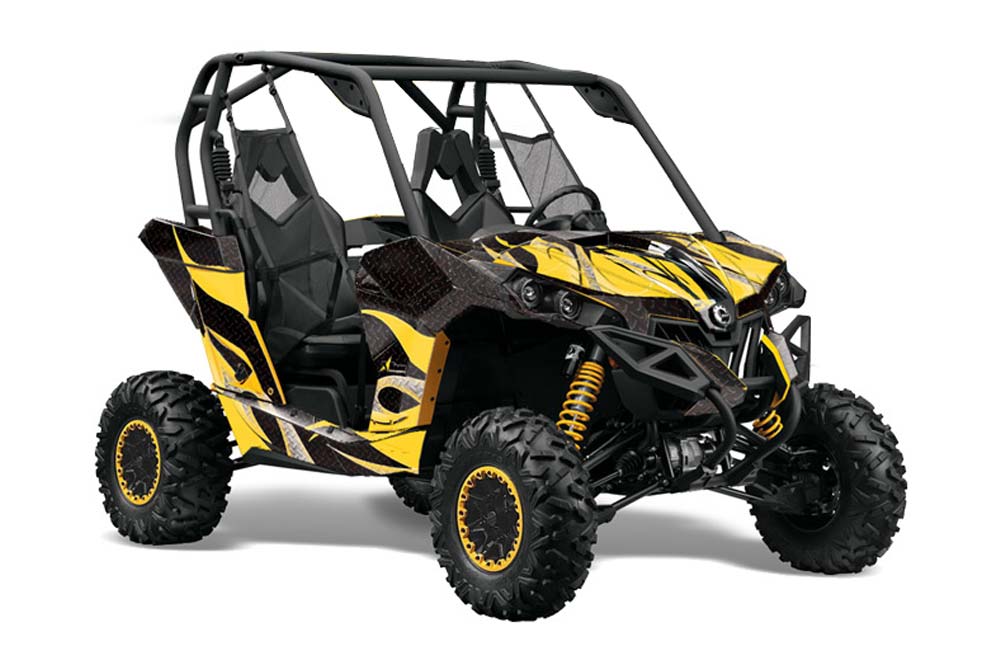 Can-Am Maverick 1000 X RS R Graphic Kit - 2013-2016 Tribal Flames Yellow