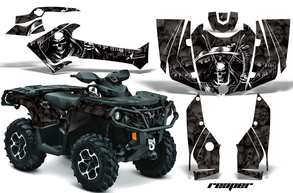 Can Am Outlander 500 / 650 / 800 / 800R / 1000 XT-P ATV Graphic Kit - 2013-2016 Reaper Black