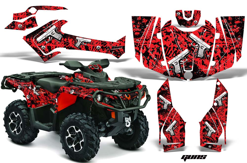 Can Am Outlander 500 / 650 / 800 / 800R / 1000 XT-P ATV Graphic Kit - 2013-2016 Guns Red