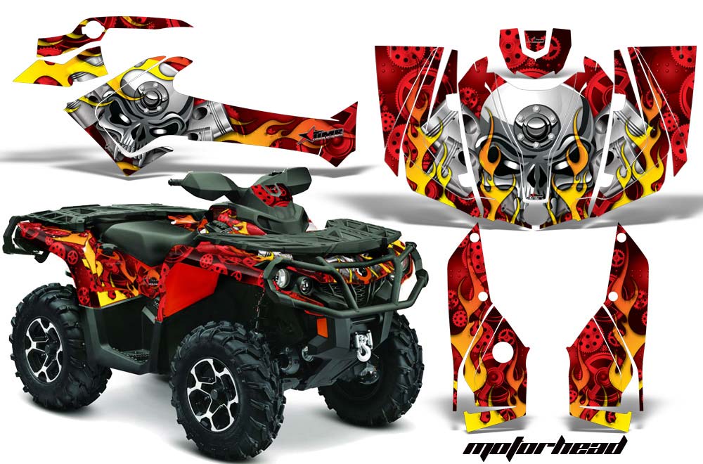 Can Am Outlander 500 / 650 / 800 / 800R / 1000 XT-P ATV Graphic Kit - 2013-2016 Motorhead Red
