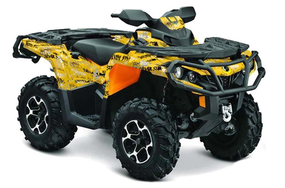 Can Am Outlander 500 / 650 / 800 / 800R / 1000 XT-P ATV Graphic Kit - 2013-2016 Silver Star - -Silverhaze Yellow