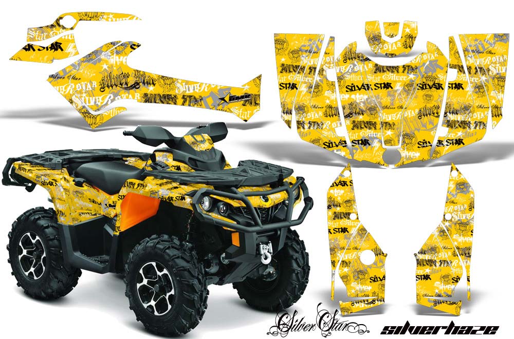 Can Am Outlander XMR / MAX / XT ATV Graphic Kit - 2006-2011 Silver Star - -Silver Haze Yellow