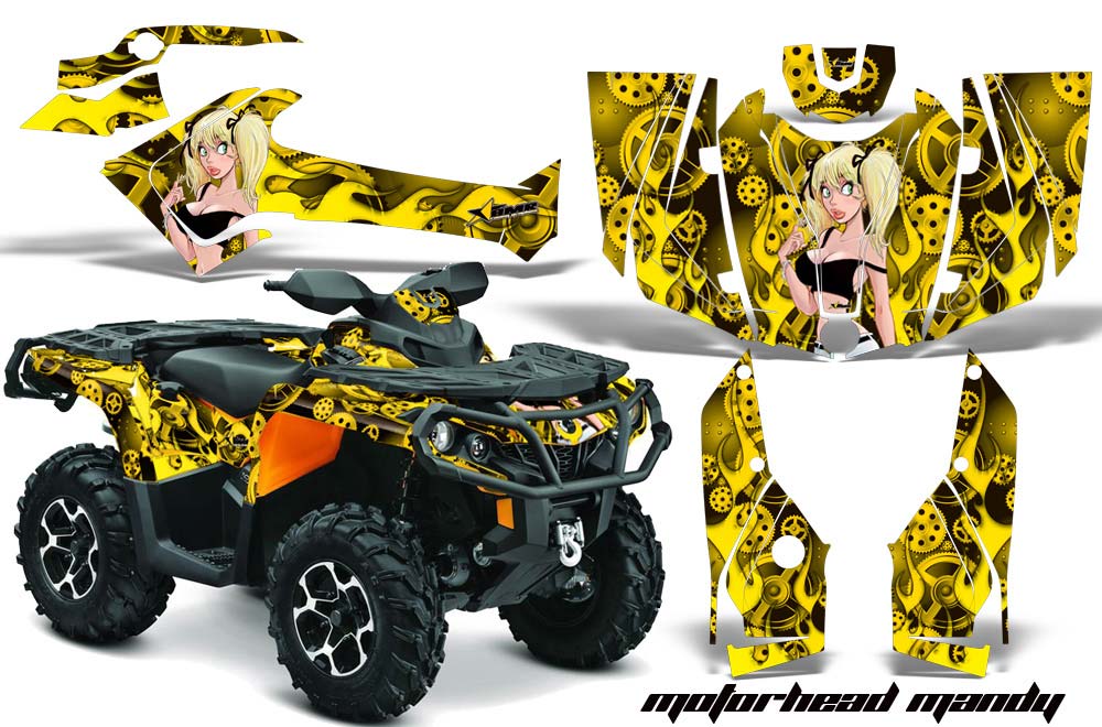Can Am Outlander XMR / MAX / XT ATV Graphic Kit - 2006-2011 Motorhead Mandy Yellow