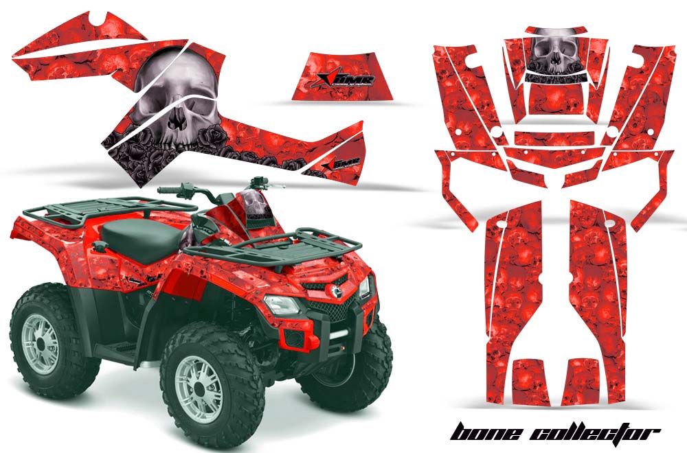 Can Am Outlander EFI 500 / 650 ATV Graphic Kit - 2012-2015 Bone Collector Red