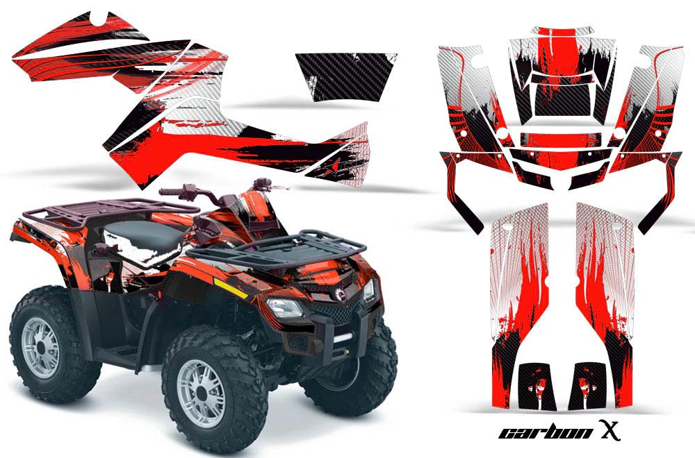 Can Am Outlander EFI 500 / 650 ATV Graphic Kit - 2012-2015 Carbon X Red