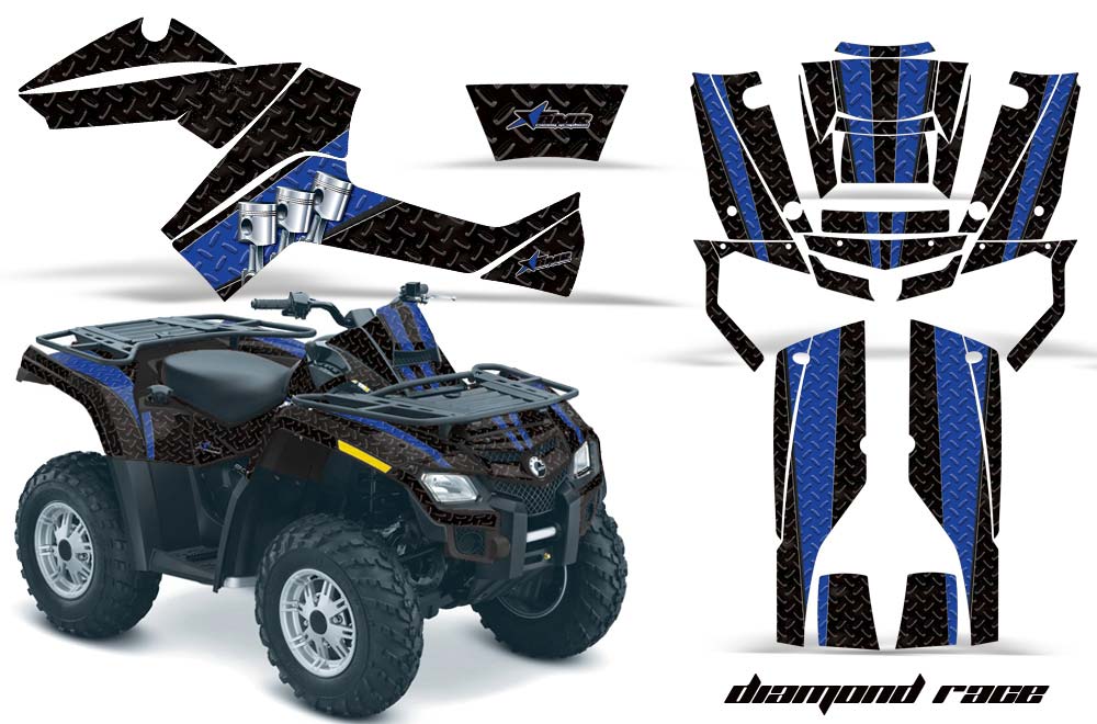 Can Am Outlander EFI 500 / 650 ATV Graphic Kit - 2012-2015 Diamond Race Blue