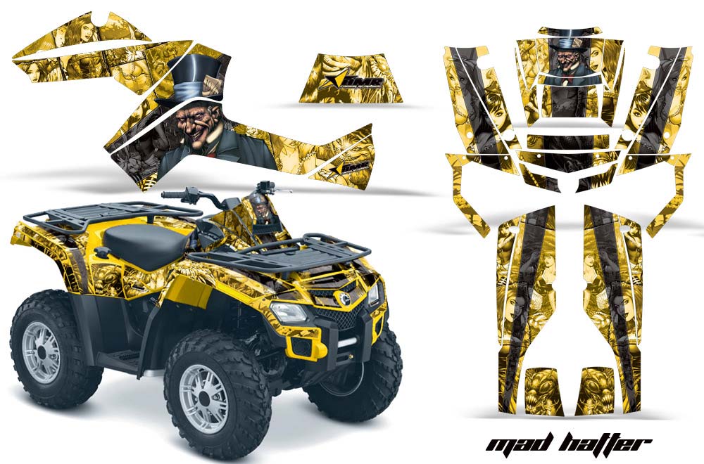 Can Am Outlander EFI 500 / 650 ATV Graphic Kit - 2012-2015 Mad Hatter Yellow