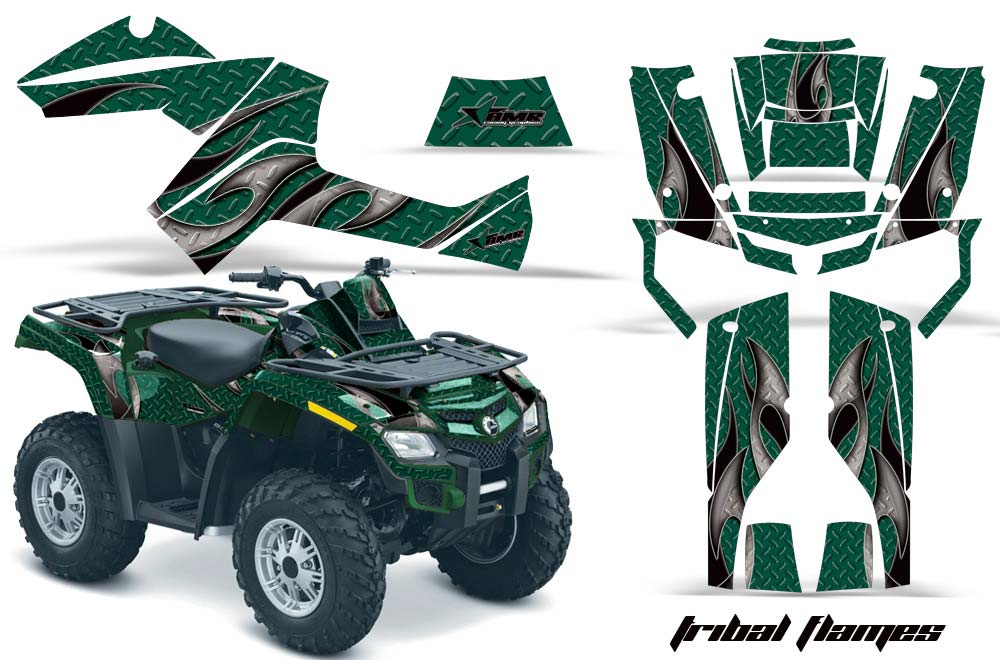Can Am Outlander EFI 500 / 650 ATV Graphic Kit - 2012-2015 Tribal Flames Green