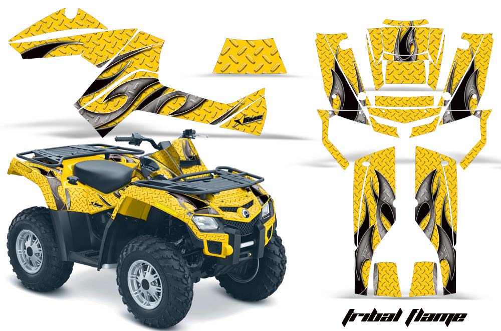 Can Am Outlander EFI 500 / 650 ATV Graphic Kit - 2012-2015 Tribal Flames Yellow